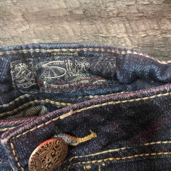 Womens 34/33 SILVER Jeans Aiko Mid Slim EUC - Picture 3 of 6